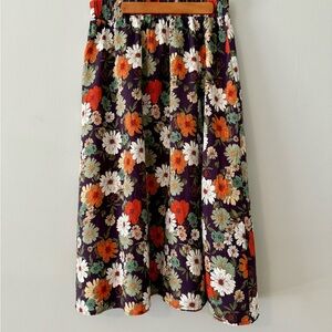 NATURAL LIFE Floral A-Line Skirt - Purple and Orange Size Medium